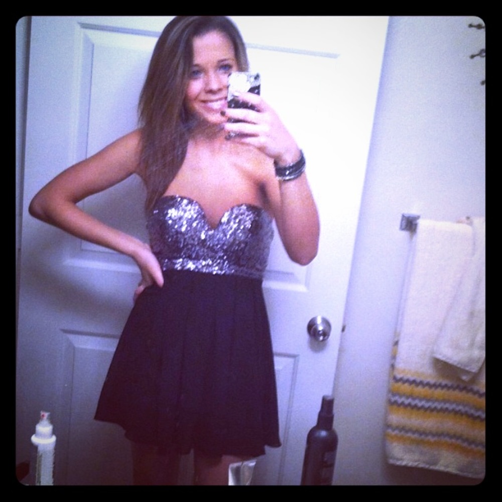 Sequined black and silver dress